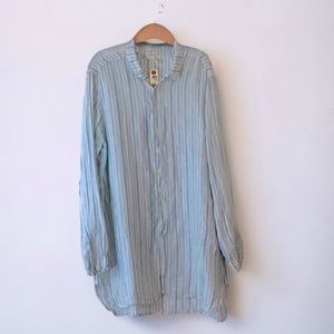 209 NEW! CP Shades Linen Striped Button Down Tunic Top
